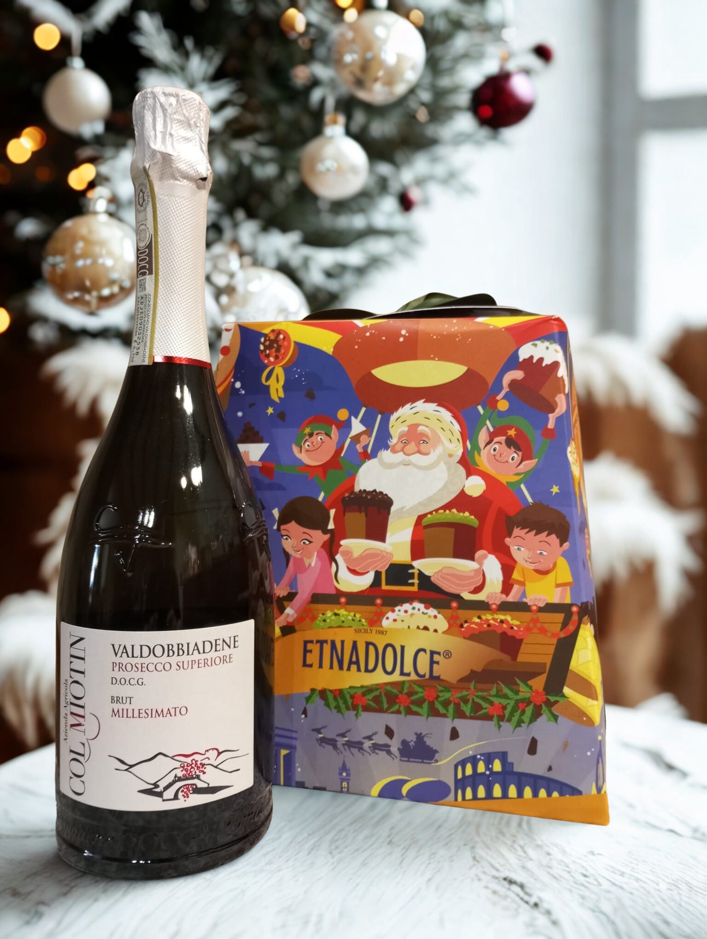 PANDORO CLASSICO CON CREMA DI PISTACCHIO IN VASO +MILLESIMATO BRUT VALDOBBIADENE D.O.C.G.