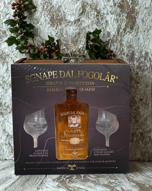 GRAPPA SNNAPE DAL FOGOLAR PACKUNG MIT 2 KAFFEEGLÄSERN