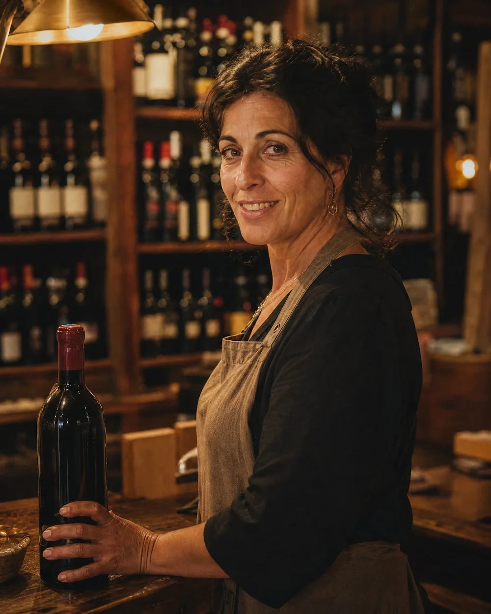 Emilia Giordano nella sua Enoteca a Cava De' Tirreni